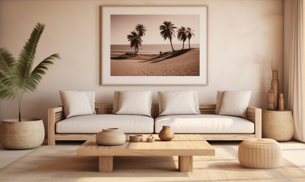 Abstract composition of a warm seating plane and organic forms